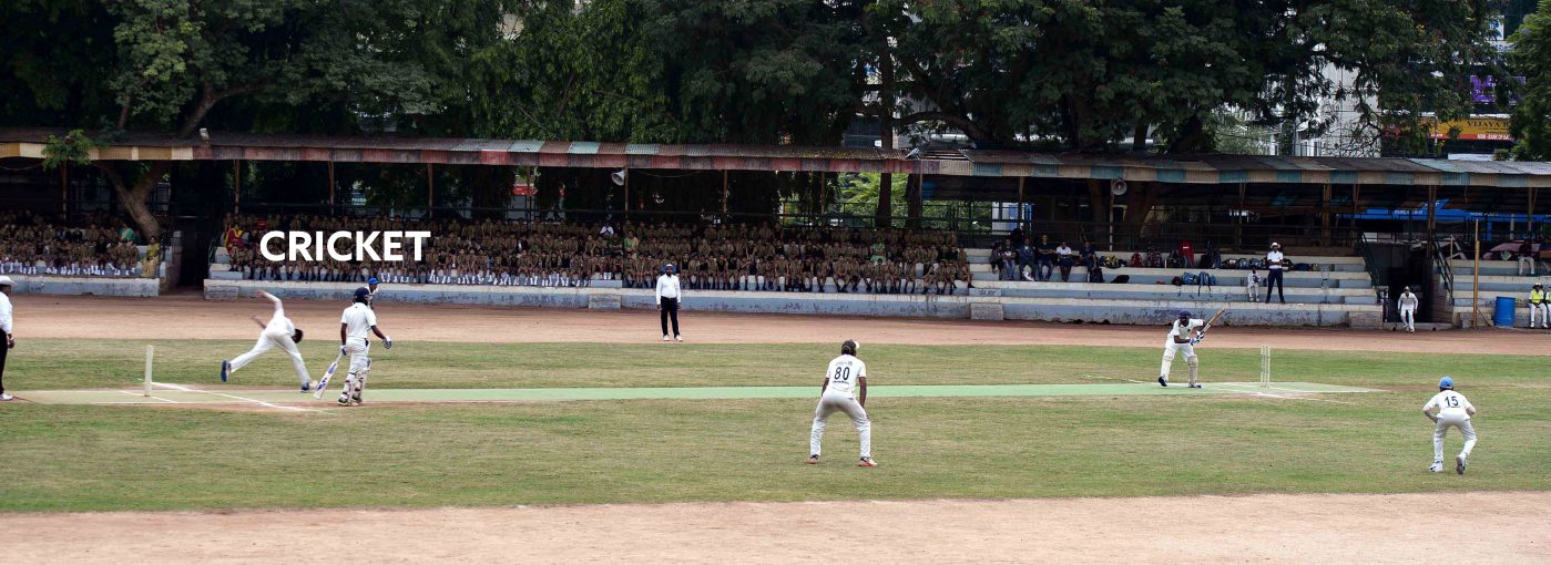 A cricket match in progress on the First Eleven Field